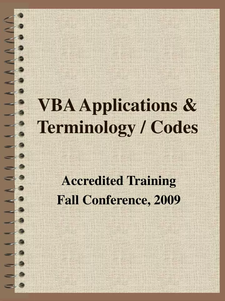 vba applications terminology codes