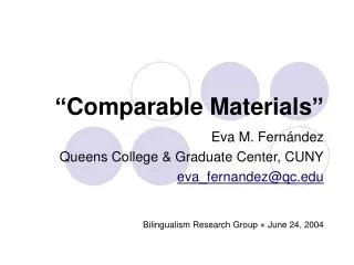 “Comparable Materials”