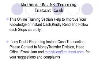 Muthoot ONLINE Training Instant Cash
