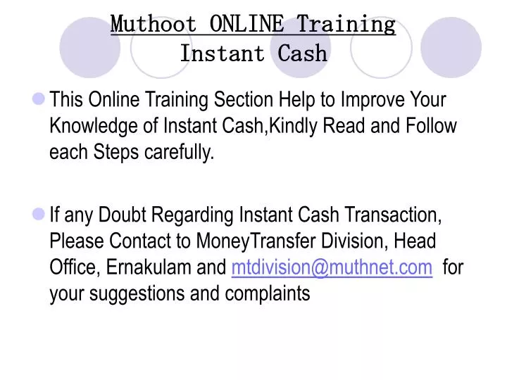 muthoot online training instant cash