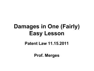 Damages in One (Fairly) Easy Lesson