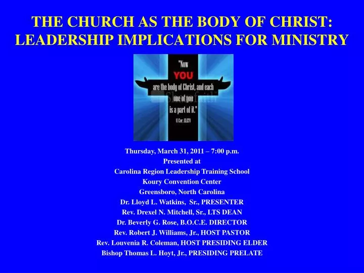 the church as the body of christ leadership implications for ministry