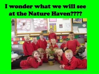 I wonder what we will see at the Nature Haven????