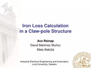 Iron Loss Calculation in a Claw-pole Structure