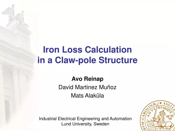 iron loss calculation in a claw pole structure