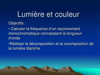 lumi re et couleur