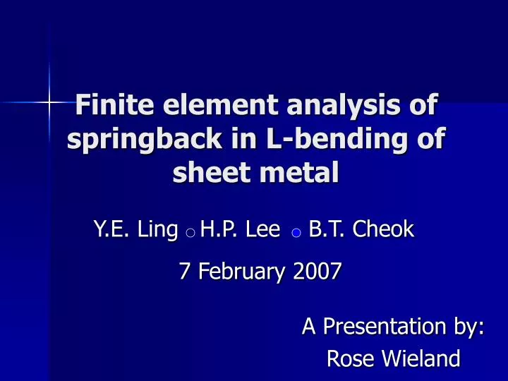 finite element analysis of springback in l bending of sheet metal