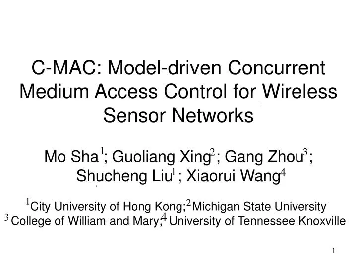 c mac model driven concurrent medium access control for wireless sensor networks