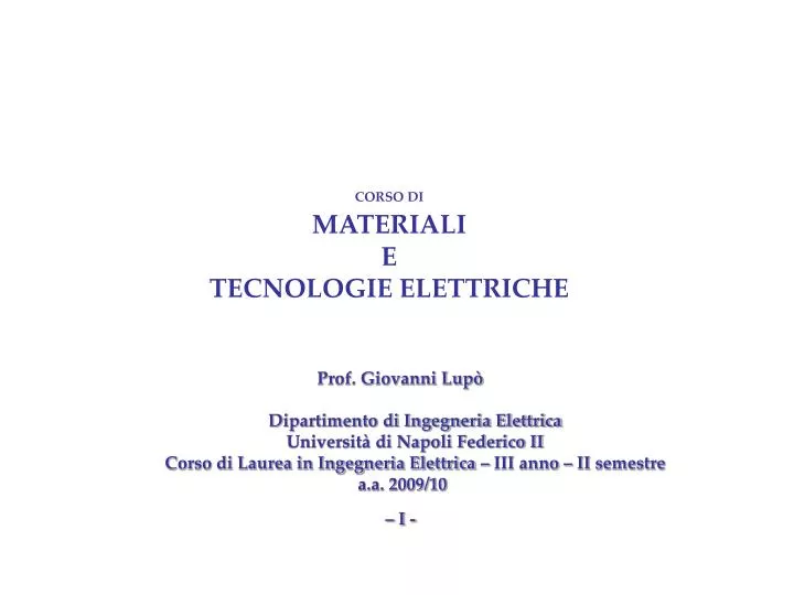 corso di materiali e tecnologie elettriche