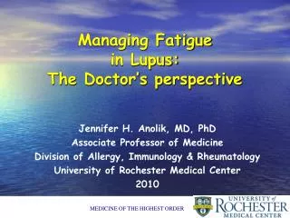 Managing Fatigue in Lupus: The Doctor’s perspective