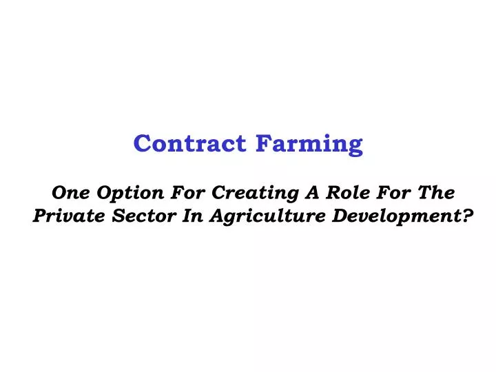 contract farming