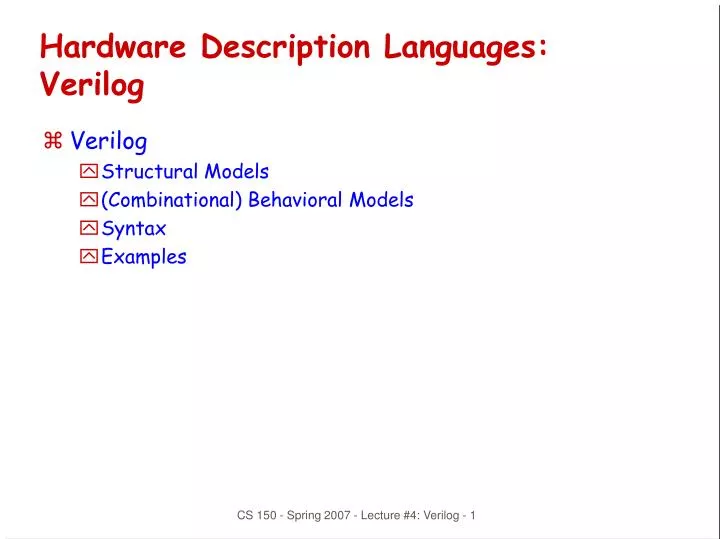 hardware description languages verilog