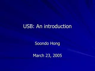 USB: An introduction