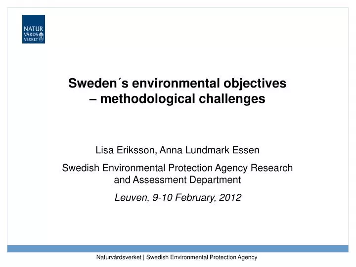 sweden s environmental objectives methodological challenges