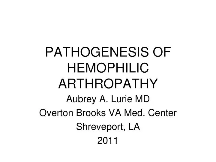 pathogenesis of hemophilic arthropathy