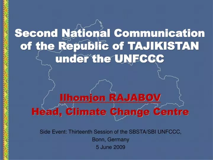 second national communication of the republic of tajikistan under the unfccc