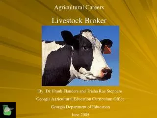 Agricultural Careers Livestock Broker