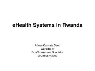 eHealth Systems in Rwanda