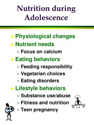 Nutrition during Adolescence