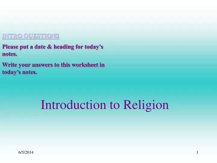 introduction to religion