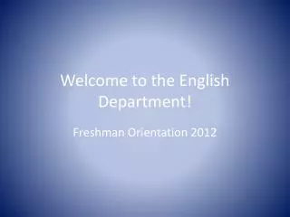 Welcome to the English Department!
