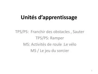 unit s d apprentissage