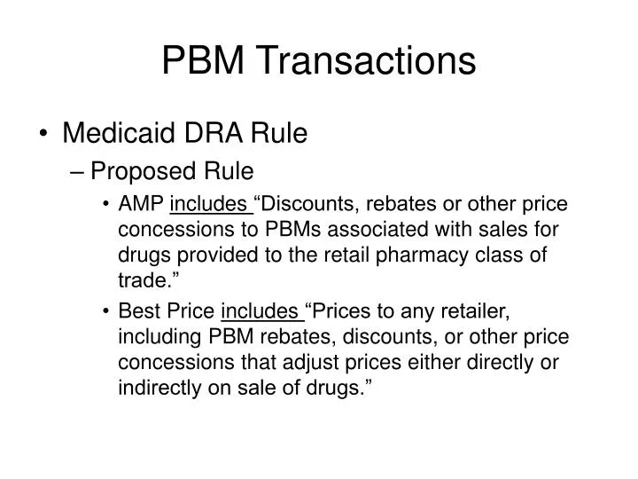 pbm transactions