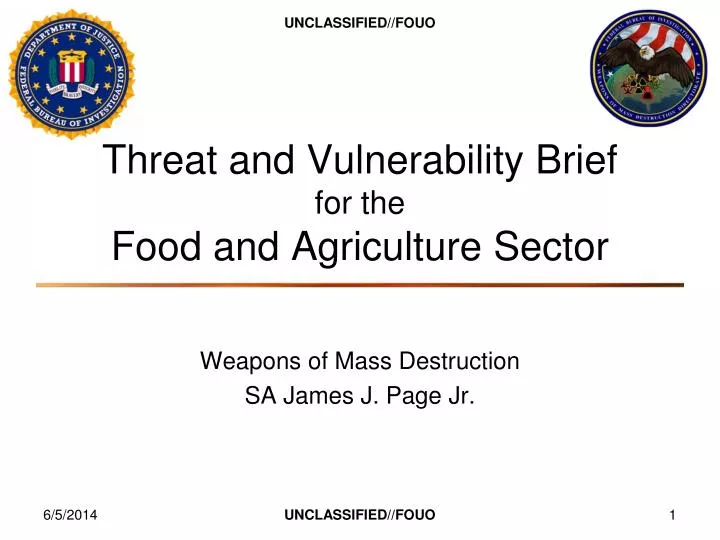 threat and vulnerability brief for the food and agriculture sector