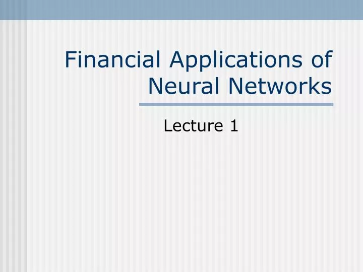 financial applications of neural networks