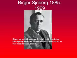 Birger Sjöberg 1885- 1929