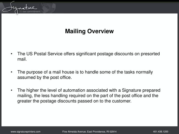 mailing overview