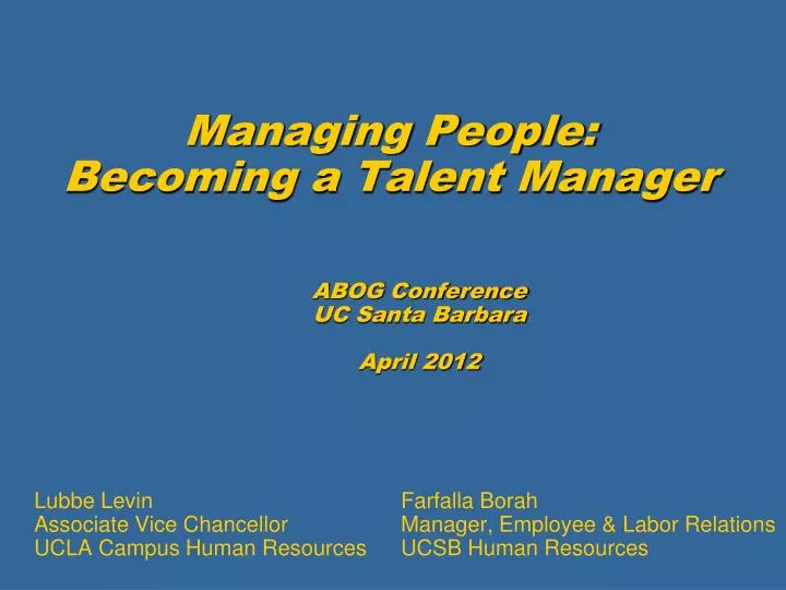 managing people becoming a talent manager
