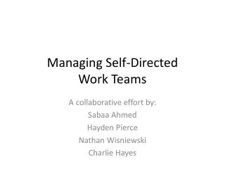 Managing Self-Directed Work Teams