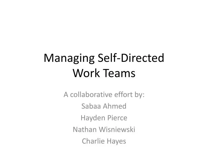 managing self directed work teams