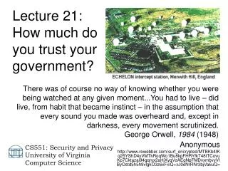 Lecture 21: How much do you trust your government?