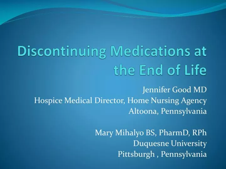 discontinuing medications at the end of life