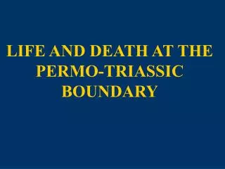LIFE AND DEATH AT THE PERMO-TRIASSIC BOUNDARY