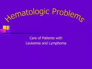 Care of Patients with Leukemia and Lymphoma