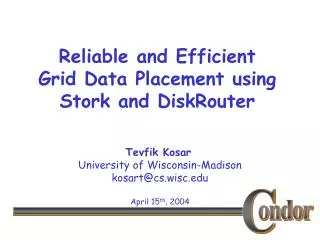 Reliable and Efficient Grid Data Placement using Stork and DiskRouter
