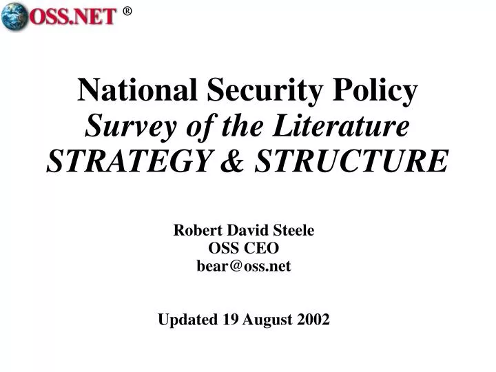 national security policy survey of the literature strategy structure