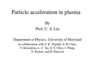 Particle acceleration in plasma