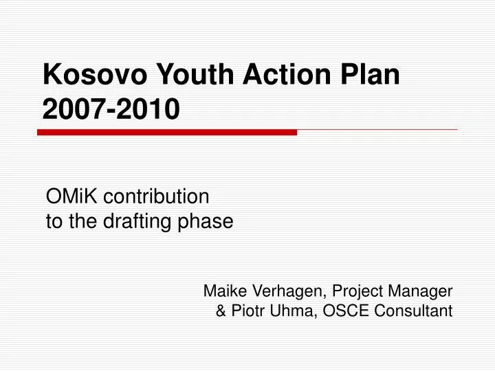 kosovo youth action plan 2007 2010