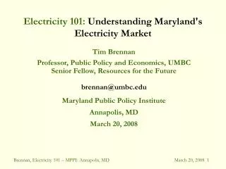 Electricity 101: Understanding Maryland's Electricity Market