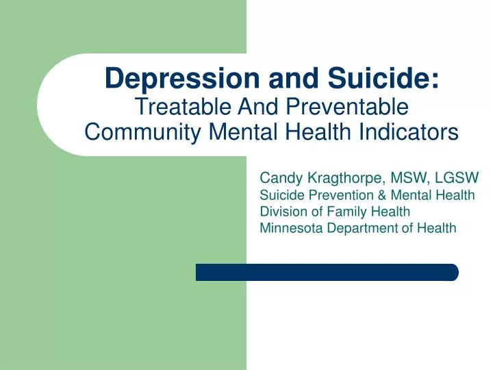 depression and suicide treatable and preventable community mental health indicators