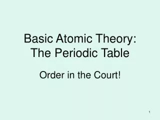 Basic Atomic Theory: The Periodic Table