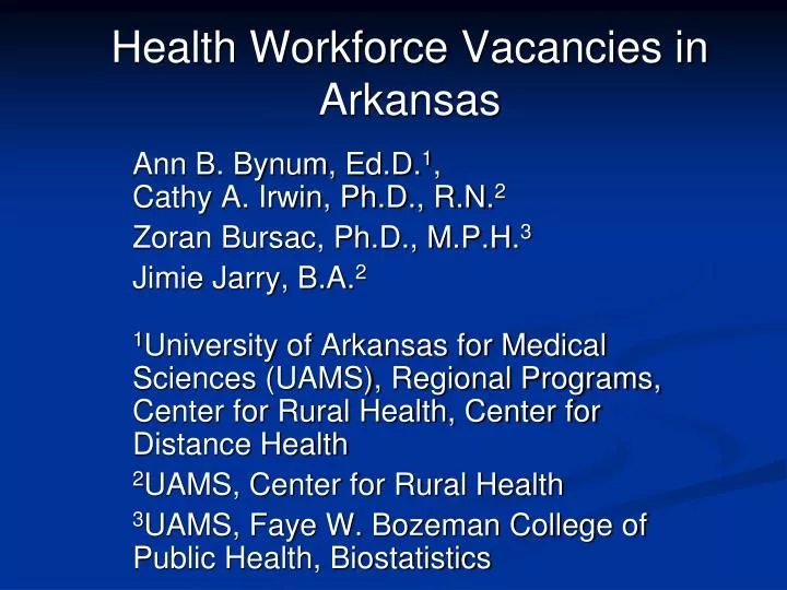 health workforce vacancies in arkansas
