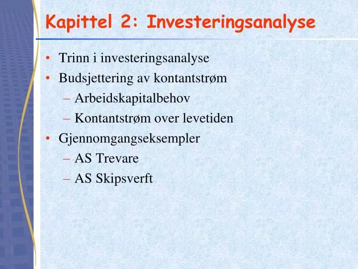 kapittel 2 investeringsanalyse