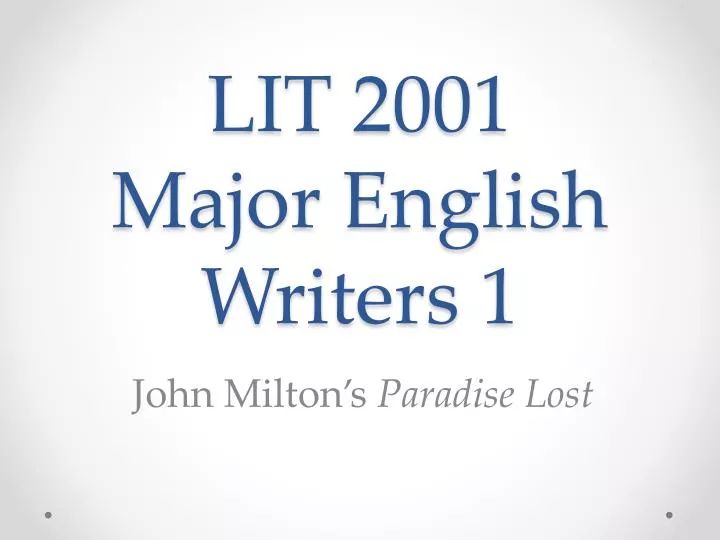 lit 2001 major english writers 1