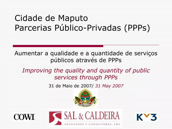 cidade de maputo parcerias p blico privadas ppps
