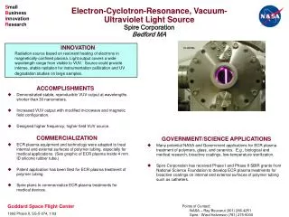 Electron-Cyclotron-Resonance, Vacuum-Ultraviolet Light Source Spire Corporation Bedford MA